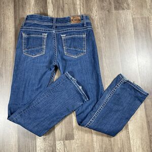 BKE Jeans Womens Payton 29R 30x31.5 Boot Cut Jeans Rhinestones Distressed READ